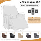 vctops 4 Pieces Recliner Chair Covers, Geometric Jacquard Plush Recliner - Image 2