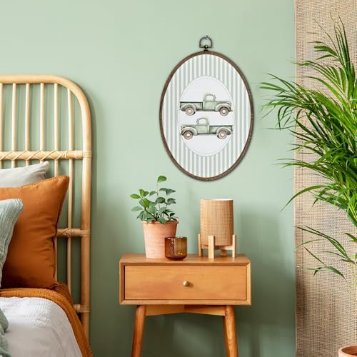 FLAWAFLOMA Vintage Truck Nursery Oval Wall Art Decor, Kids Room Canvas Wall Art - Image 3