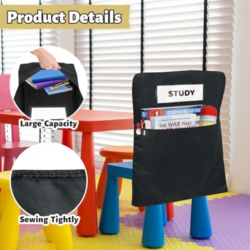 24 Pack Chair Pockets for Classrooms, 16 x 19 inch Pocket Chart Back of Chair - Image 5