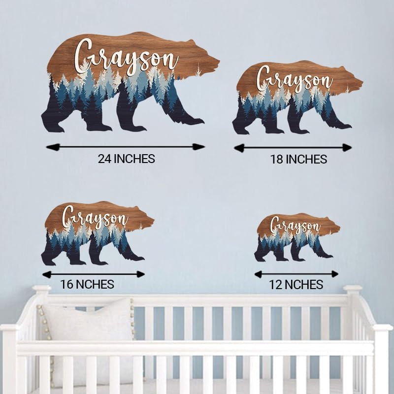 Personalized Baby name signs for nursery, for kids room Bear wooden nursery - Image 5