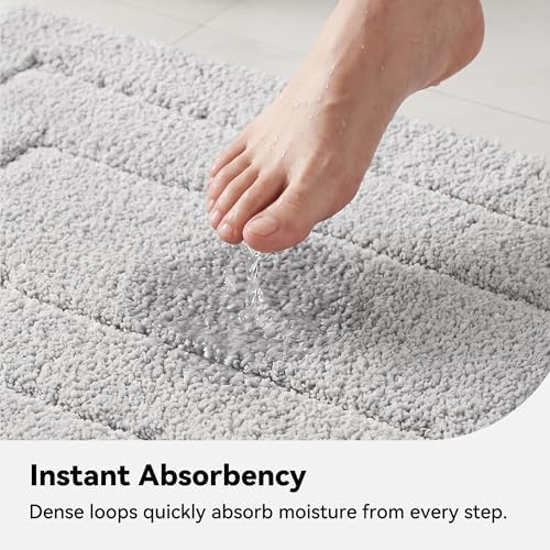 GRANNY SAYS Gray Bathroom Rug 16" x 24", Non-Slip Microfiber Bath Mat - Image 4