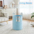 Laundry Basket, Woven Cotton Rope Laundry Hamper, 60L - Image 2