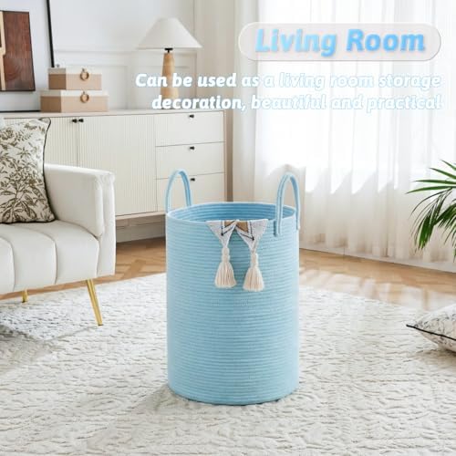 Laundry Basket, Woven Cotton Rope Laundry Hamper, 100L - Image 2