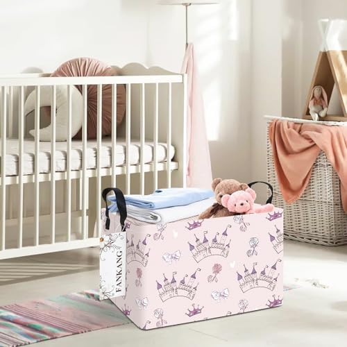 Rectangular Princess Castle Fabric Storage Basket - Image 5