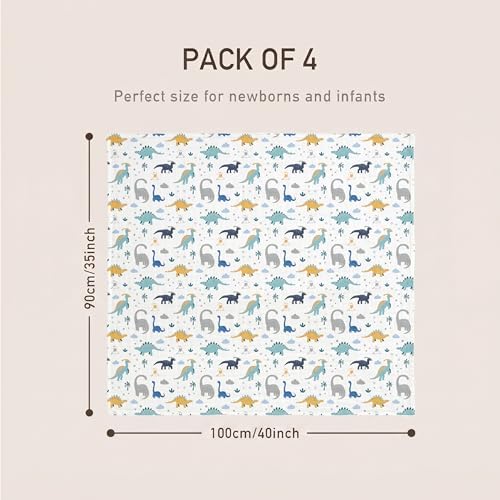 GLLQUEN BABY Muslin Swaddle Blankets 4Pk Receiving Blanket Large 35" x 40" - Image 6