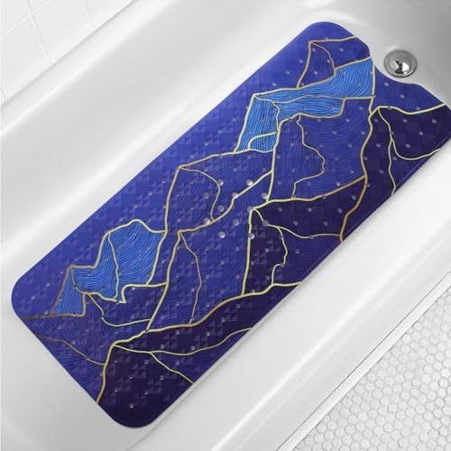 Mountain Bathtub Mat Non Slip 40x16in Gold Line Extra Long Bath Mat by Denifeiya