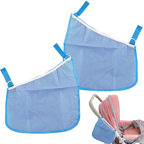 2PCS Universal Side Sling Stroller Cargo Net, Portable Storage Mesh Bag by Mingxiong