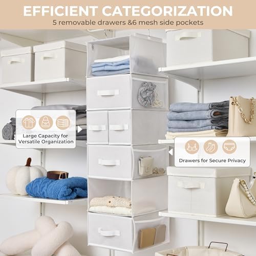 GRANNY SAYS Hanging Closet Organizer, 5 Drawers, 6 Shelves, 6 Pockets - Image 6