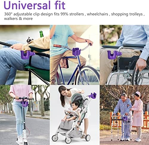 Suranew Cup Holder with Phone for Walker Wheelchair Stroller Purple - Image 2