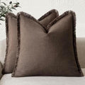 Foindtower Decorative Linen Fringe Throw Pillow Covers 26×26 Reddish Brown by Foindtower
