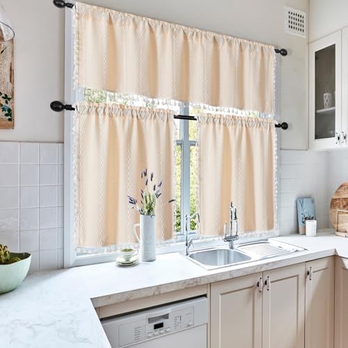 MitoVilla Cream Boho Farmhouse Kitchen Valances - Image 2