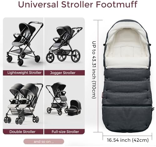 Momcozy Universal Stroller Footmuff, Plush Weatherproof Bunting Bag - Image 5