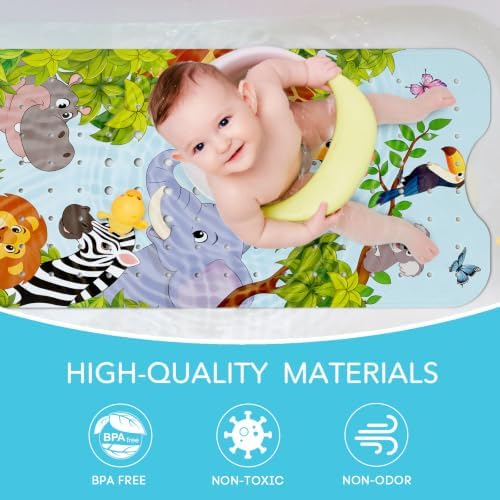 SHUCHING Baby Bath Mat for Tub Non Slip-40x16 Inch, Safari Animal - Image 4
