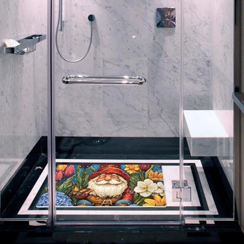 Shower Mat Non Slip 26.8 x 15.1 Inches, Gnome Tulips Flowers Bathtub Mat Shower - Image 6
