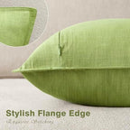Foindtower Linen Solid Decorative Throw Pillow Covers 18x18 Inch Lush Green - Image 3