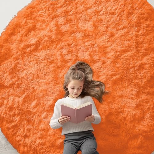 OLANLY Orange Round Rugs for Bedroom by OLANLY