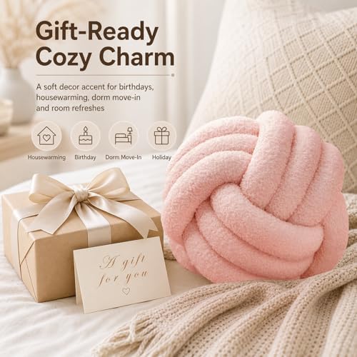 Petrella Pink Knot Pillow Ball, 8 Inch Decorative Pillow - Image 6