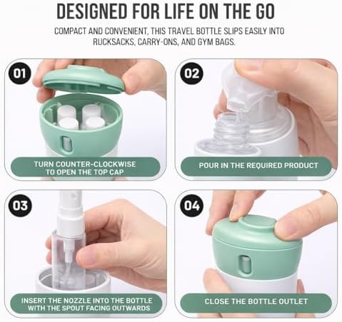 Travigo 4-in-1 Travel Dispenser Bottle, TSA Approved, Leak Proof, Four Reusable - Image 4