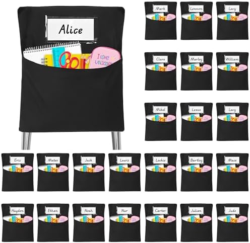 24 Pack Chair Pockets for Classrooms, 18 x 20 Inch Seat Sacks by CutChaosKeepCreating