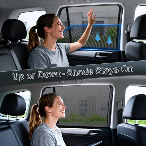 PEYOU Car Window Shades for Baby 2 Pack, Stretchable & Breathable Spandex Rear - Image 3
