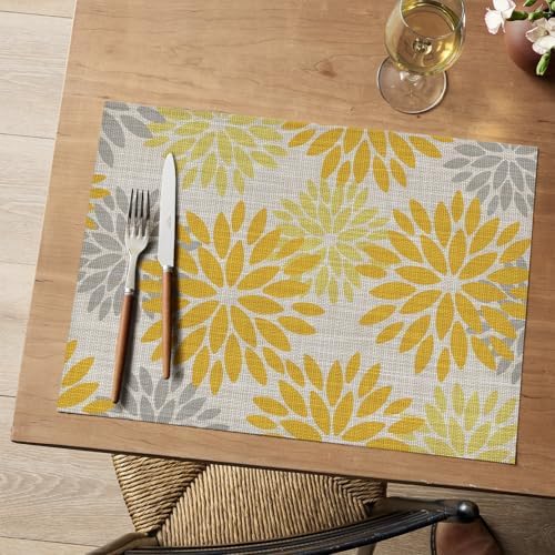 Artoid Mode Floral Plastic Placemats Set of 6, 12x18 Inch Washable Non-Slip - Image 2