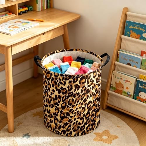 Kids Laundry Basket, Leopard pattern hamper, Nursery Hampers, Waterproof - Image 6