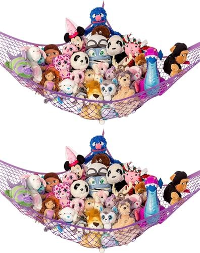 Extra Large Stuffed Animal Storage Hammock 2 Pack | Holds 12 lbs | Corner by LillysLove