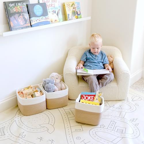NaturalCozy Storage Cubes 9”x9”x7”Cotton Rope Woven Baskets - Image 4