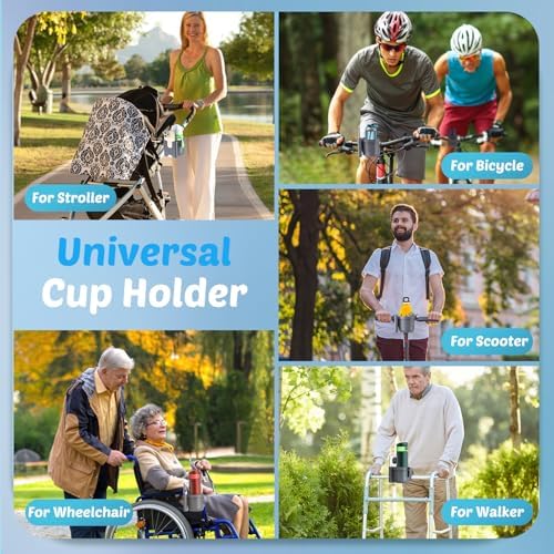 Walker Cup Holder with Phone Holder, Stroller Wheelchair Bike Accessories - Image 6