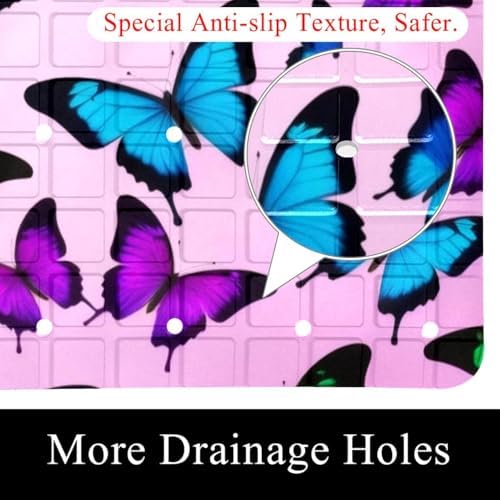 Bathtub Mat Non Slip 26.8x15.1In, Butterflies Bath Mat - Image 2