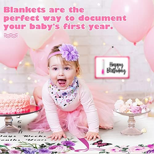 Chumia 6 Pcs Baby Monthly Milestone Blanket, Girl 60"x40" - Image 4