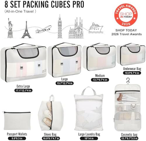Veken 8 Set Packing Cubes for Travel Essentials, Anti-Wrinkle Buckled Suitcase - Image 2