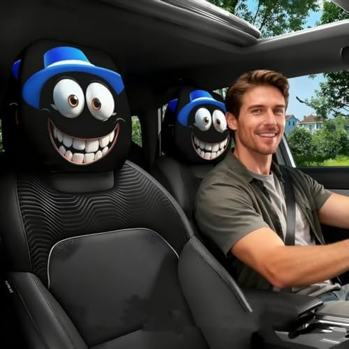 Funny Cartoon car headrest Cover, 2 Pieces Set of Cute Funny Eyes, Suitable by Unknown