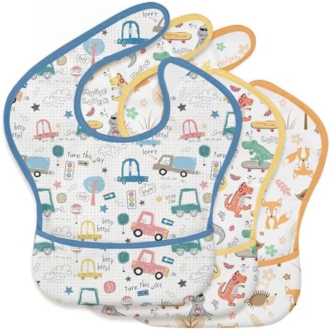 3 Pack Waterproof Baby Bibs for Eating, Mess Proof Feeding Bib by CivaruaKids