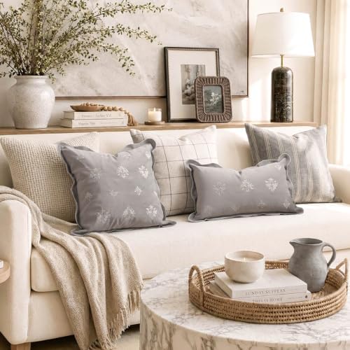 BlissBlush Throw Pillow Cover 20x20, Light Gray Velvet Decorative Pillow Cover - Image 3