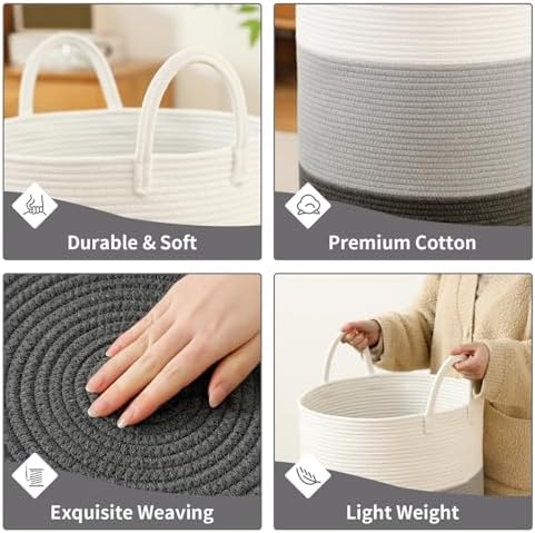 Laundry Basket Hamper Tall Rope Storage Woven - Image 3