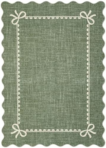 GarveeHome Scalloped Bow Rug 8x10 Washable Green Rug - Image 5