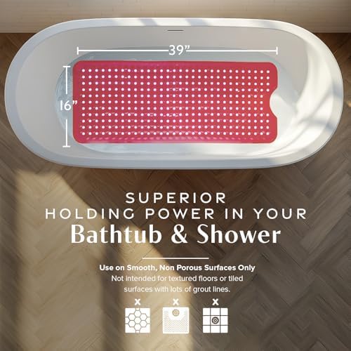 SlipX Solutions 39"x16" Power Grip Non Slip Bathtub Shower Mat - Image 3