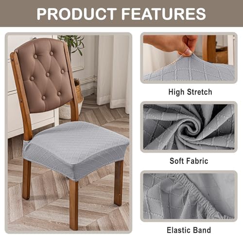 Genina Waterproof Chair Covers Set of 4, No Rear Covers, Light Gray - Image 4