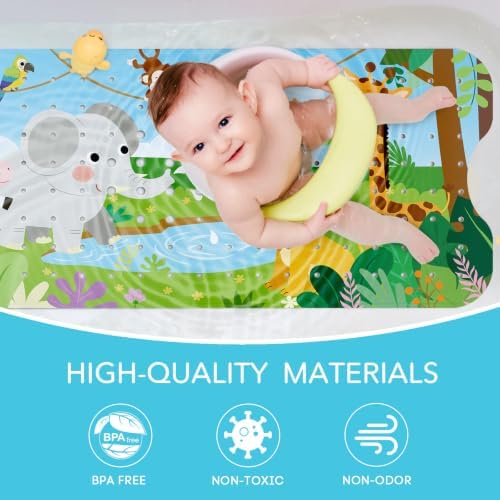 SHUCHING Baby Bath Mat for Tub Non Slip-40x16 Inch, Safari Animal - Image 4