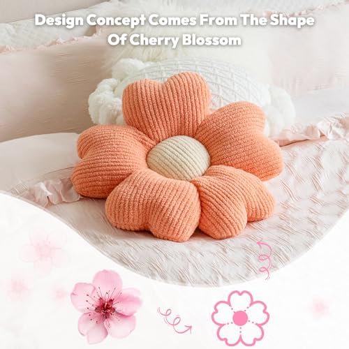 Sioloc Flower Shaped Throw Pillow, Fun Daisy Pillow, 25.6" Light Orange Cute - Image 6