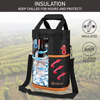opux Insulated Wine Cooler Bag, Leakproof 4 Bottle Wine Tote Carrier - Image 2