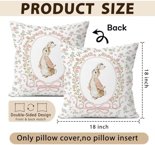 Bunny Nursery Pillow Covers 18x18 Set of 2 - Image 5
