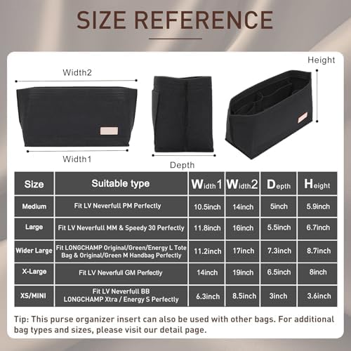 Doxo Purse Organizer Insert for Handbags & Base Shaper 2pc Set, Felt Neverfull - Image 2