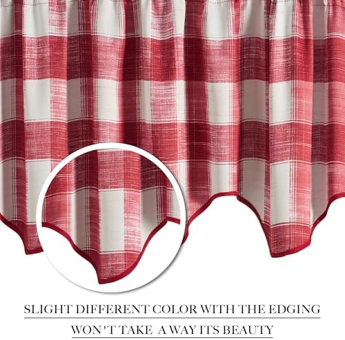 NICETOWN Christmas Red Plaid Valances - Image 2