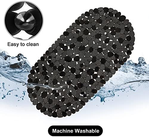 WELTRXE Pebbles Bath Mat for Tub Black Non-Slip Bathtub Mat - Image 5