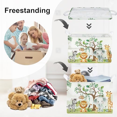Forest Animals Laundry Hamper Woodland Tree Large Storage Basket Parents - Image 3