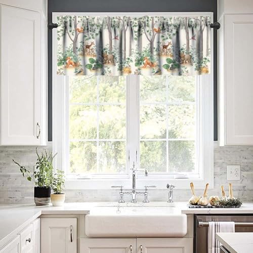 Forest Animal Valance Curtain for Kids Cartoon Nature Green Forest Cute Fox Owl - Image 5