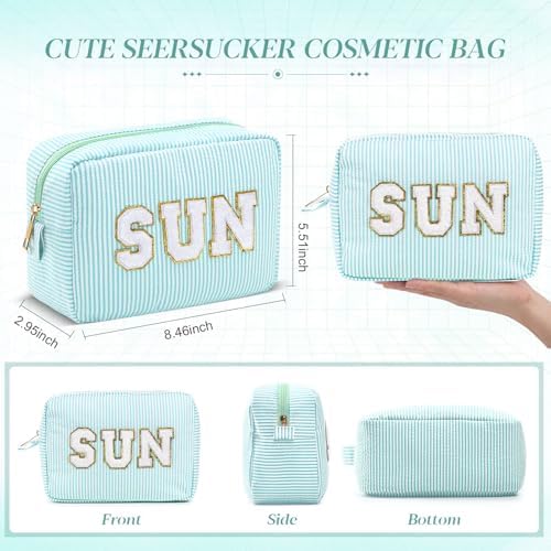 Sanwuta Seersucker Cosmetic Bags Sun Bag Sunscreen Pouch - Image 2