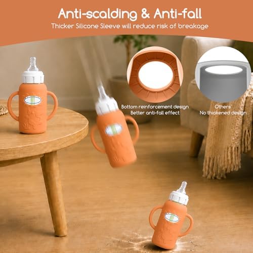 4 Pack Silicone Sleeves for Dr. Brown's Glass Baby Bottles, Anti Breakage Baby - Image 7